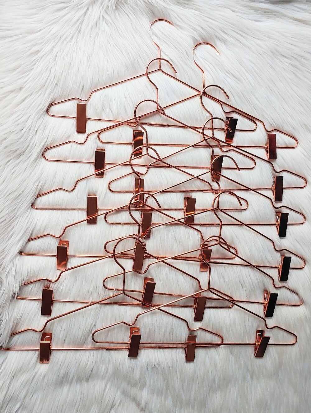 Rose Gold-tone Metal Hangers w/ Clips for Pants, Jeans, Skirts, Shirts, Jackets